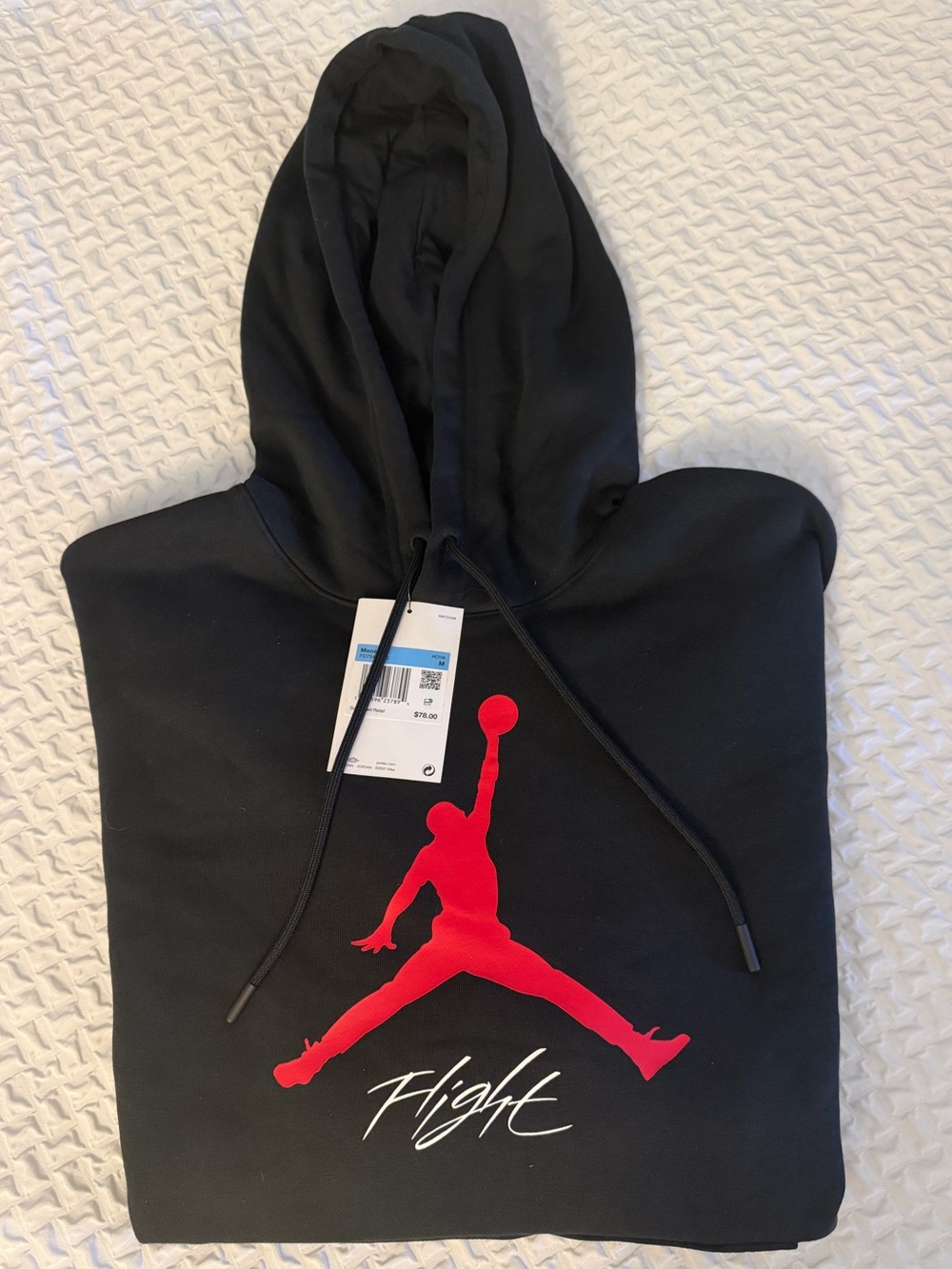 Jordan Flight Hoodie Black Red Jumpman Logo Men’s M NWT - Picture 3 of 5
